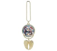 Embracing Penguins Car Hanging Ornament Rear View Mirror Pendant Lucky Presents Hanging Ornament Funny Car Pendant for Office Auto Home Decoration Golden-style
