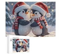 Embracing Penguins Wooden Puzzles for Adults 300 PCS Unique Shape Puzzles Wall Art Home Decor for Puzzle Lovers, Family, Friend Creative Gift Toys
