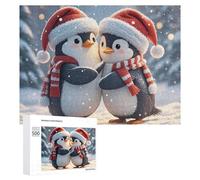 Embracing Penguins Wooden Puzzles for Adults 500 PCS Unique Shape Puzzles Wall Art Home Decor for Puzzle Lovers, Family, Friend Creative Gift Toys