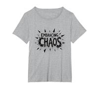 Embracing The Chaos: Edgy Bold Statement for Rebels T-Shirt, Women's Plus, Heather Grey, 2X