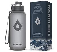Embrava 40oz Water Bottle - Large with Travel Carry Ring - Wide Leak Proof Drink Spout - Heavy-Duty, BPA & BPS Free Tritan Plastic - Best for Sports, Hiking, Gym, Men & Women