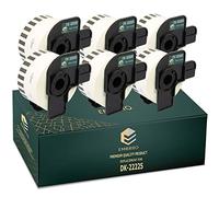 EMBRIIO DK-22225 Set of 6 Continuous Label Rolls DK 22225 Replacement for Brother P-Touch QL-700 QL-570 QL-500 QL-810W QL-820NWB QL-800 QL-710W QL-720NW QL-560 QL-550 QL-1110NWB 1060N, 38mm x 30.48m