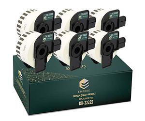 EMBRIIO DK-22225 Set of 6 Continuous Label Rolls DK 22225 Replacement for Brother P-Touch QL-700 QL-570 QL-500 QL-810W QL-820NWB QL-800 QL-710W QL-720NW QL-560 QL-550 QL-1110NWB 1060N, 38mm x 30.48m