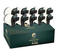 EMBRIIO DK-44205 Set of 10 Removable Continuous Label Rolls DK 44205 Replacement for Brother P-Touch QL-700 QL-570 QL-500 QL-810W QL-820NWB QL-800 QL-710W QL-720NW QL-560 QL-550 1060N, 62mm x 30.48m