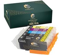 EMBRIIO PGI-550XL CLI-551XL Set of 5 Ink Cartridges 550 551 XL compatible with Canon Pixma iP7250 MX925 MG6350 MG5450 MG5550 MG5650 MG6450 MG6650 MG7150 MG7750 iX6850 iP8750 MX725
