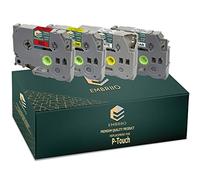 EMBRIIO TZe-231 TZe-131 Tze-431 TZe-631 4 Label Tapes 12mm Replacement for Brother P-Touch PT-H110 E550WVP E100 P700 H105 H101C D600VP H100 P750W H100LB | Black on Transparent/White/Red/Yellow