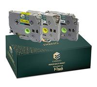 EMBRIIO TZe-231 TZe-131 TZe-631 3 Label Tapes 12mm Replacement for Brother P-Touch PT-H110 PT-E550WVP PT-E100 P700 H105 H101C 1000 D600VP H100 P750W H100LB | Black on Transparent/White/Yellow