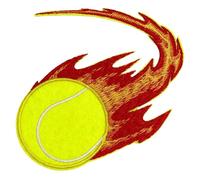 EMBRO BOF Flaming Tennis Patch - 3.5 inches, Cool Tennis Ball Iron On Patch - Embroidered Iron On Sport Patches for Backpacks