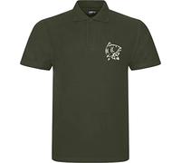 Embroider Left Chest Carp Hunter Logo Polo Shirt Fishing Fisherman Adventure Unisex Gift Polo Top (Military Green, 4XL, 4X_l)