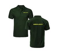 Embroiderd Rescue Polo Ambulance 911 Hospital Service Emergency Left Chest and Back Text Unisex Kids Adults Tee Top (BottleGreen, S, s)