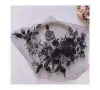Embroidered 3D Lace Applique Fabric for Prom Wedding Dress DIY Accessory 33x26cm(Gold 01)