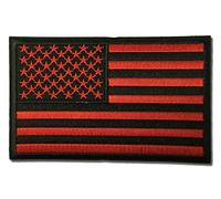 Embroidered 4" American US Flag Black & Red Iron on Patch