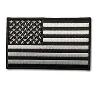Embroidered 5" American US Flag Black & White Iron on Patch