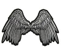 Embroidered Angel Wings Silver Grey Iron on Patch