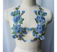 Embroidered Applique, 3D Flowers Embroidered Gown Appliques Lace Fabric Trims Collar Sew Patches(Purple)