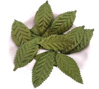 Embroidered Appliqué 50pcs Cute Padded Fabric Golden Leaf and Green Party DIY Sewing Patch Headwear Accessories Craft(Green)