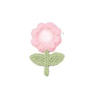 Embroidered appliqué Decoration， 3.5x2.3cm Handmade Crochet Daisy Embroidery Iron On Patches Cloth China Multicolor 30 pcs(Pink)