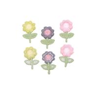 Embroidered appliqué Decoration， 3.5x2.3cm Handmade Crochet Daisy Embroidery Iron On Patches Cloth China Multicolor 30 pcs(Mix)