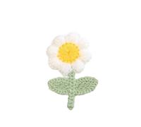 Embroidered appliqué Decoration， 3.5x2.3cm Handmade Crochet Daisy Embroidery Iron On Patches Cloth China Multicolor 30 pcs(Beige Color)