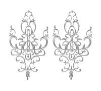 Embroidered Applique Sew On Flower Embroidery Patch for Cosplay Costumes Silver, 26.5 x 15 cm