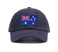Embroidered Australia Flag Patch Baseball Cap Australia Hats for Men Women Australian Dad Hat Gifts, Navy, One Size