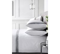 Appletree - Plain White Embroidered Duvet Cover - Double Bedding Size (200 x 200cm) - Soft 100% Cotton - 200 Thread Count - 2 Pillowcases - Hotel Bedding & Linen in White - Black Embroidery Bedding
