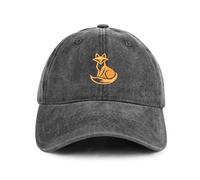 Embroidered Baseball Cap Adjustable Vintage Washed Distressed Denim Baseball Hat for Women Men, Fox, One Size