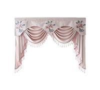 Embroidered Beaded Waterfall Valance for Living Room Windows Pink Wave Curtain Panel (1PC 150cm)