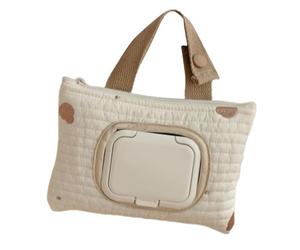 Embroidered Bear Wet Wipe Carrying Bag for Pram Baby Cares Accessory Wet Wipe Storage Bag Large for Families Infant Washing Essential