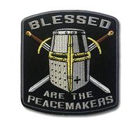 Embroidered Blessed are The Peacemakers Knight Swords Iron on Patch