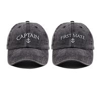 Embroidered Boat Captain Hat & First Mate Hat for Men Women Boating Marine Sailor Trucker Baseball Caps Nautical Gifts, Captain First Mate-2pc, One Size