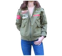 Embroidered Bomber Jacket - female - Aeronautica Militare - Bomber Jackets - Green - S - Jackets S