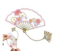 Embroidered Bookmark Unit, Retro Aesthetic Tool, 5x5cm Handmade Fan Marker Tutorial Kit For College School Home Needlework Supplies Page Stationery Component Stitching Material Scholar Accessory Guard
