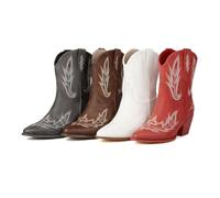 Embroidered Boots Women - Block Chunky Shoes Western Wedding Shoe Wide Calf Cowgirl Boot Pointed Toe Embroidery Shoes Comfortable Pull On Booties Country Theme Boot - Women Western Boots
