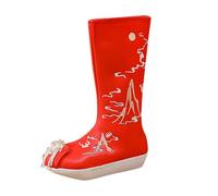 Embroidered Boots Women - Chinese Style Shoes Old Cloth Retro Boot National Ethnic Shoe With Zipper Bead Decoration Footwear Thick Bottom Shoe Booties - Women Platform Boots Wide Calf