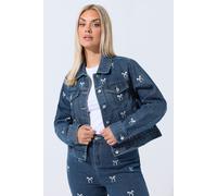 Embroidered Bow Denim Jacket Yours Blue 22-24