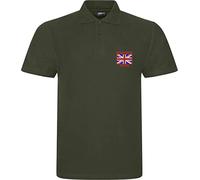Embroidered British Force Veterans Left Chest Polo Shirt United Kingdom Flag Patriotic Remembrance Day Unisex Gift Tee Top (M Green, L, l)