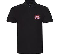 Embroidered British Force Veterans Left Chest Polo Shirt United Kingdom Flag Patriotic Remembrance Day Unisex Gift Tee Top (Navy, L, l)