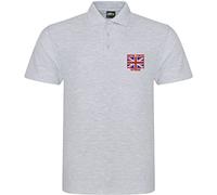 Embroidered British Force Veterans Left Chest Polo Shirt United Kingdom Flag Patriotic Remembrance Day Unisex Gift Tee Top (H Grey, 4XL, 4X_l)