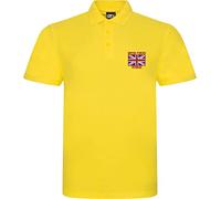 Embroidered British Force Veterans Left Chest Polo Shirt United Kingdom Flag Patriotic Remembrance Day Unisex Gift Tee Top (Yellow, S, s)