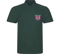 Embroidered British Forces Veteran UK Flag Logo Left Chest Polo Shirt Remembrance Day Royal Armed Forces Unisex Gift Polo Top (Bottle Green, XXL, xx_l)