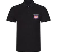 Embroidered British Forces Veteran UK Flag Logo Left Chest Polo Shirt Remembrance Day Royal Armed Forces Unisex Gift Polo Top (Black, XXL, xx_l)