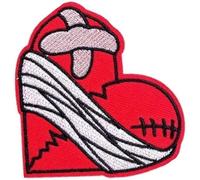 Embroidered Broken Heart Iron-On Patch, Punk Style Red Appliqué, Durable Adhesive Backing for Denim, Bags and Jacket Customization