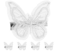 Embroidered Butterfly Hair Clips, White Lace Design & 5pcs per Pack, Ideal for Daily Outfits & Party Looks, Embroidered Butterfly Hair Clips, 5 - Piece Set