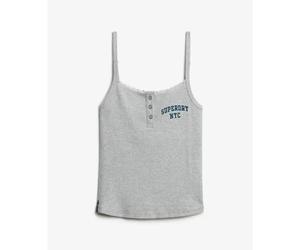 Embroidered Button Tank Top for Women Superdry Athletic Essentials Gris S