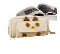 Embroidered Cat Pencil Bag, Cute Girls Pencil Box, Zippered Design 8.27x3.15in, Authentic Spacious, Large Capacity Stationery Pouch for School Organization