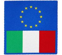 Embroidered Centre Patch-Toppa Microricamata in HD/Jacquard (High Definition) Flag Italy-Europe Iron-On Micro Thread, Dimensions H cm 5.8 x L. cm 5.8 - Made in Italy