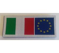Embroidered Centre Patch-Toppa Microricamata in HD/Jacquard (High Definition) Rectangular Flag Italy-Europe Iron-On Micro Thread, Dimensions H cm 2.5 x L. 6 cm - Made in Italy