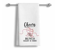 Embroidered Cheers! Bunco Night Is Here Kitchen Towel - Bunco Wine Decorative Towels For Wine Lover - Bar Cart Decoration Gift Bartender - Soft Absorbent Hand Kitchen Towel - 16X24 Inch