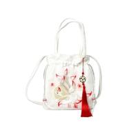 Embroidered Chinese Style Hanfu Matching Handbag - Crossbody Small Bag for Women(Pure White)